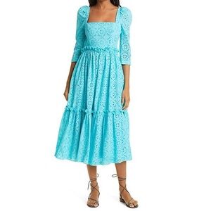 Cara Cara Turquoise Eyelet Midi Dress
